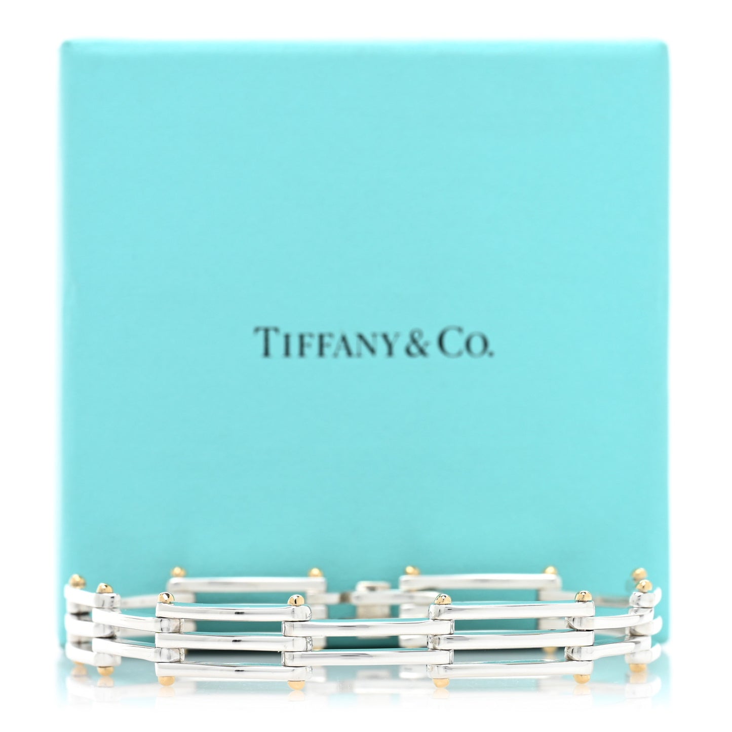 Sterling Silver 18K Yellow Gold Gatelink Bracelet