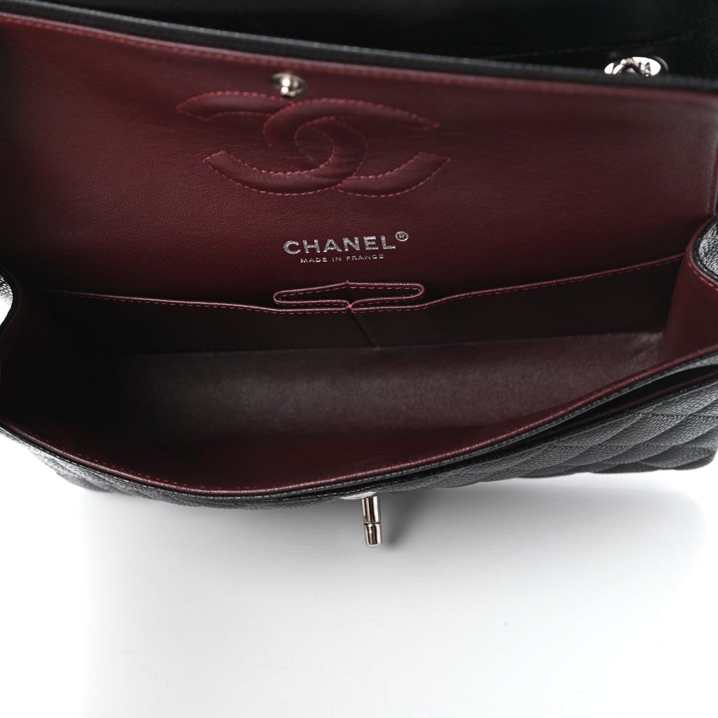 Caviar Quilted Medium Double Flap Black