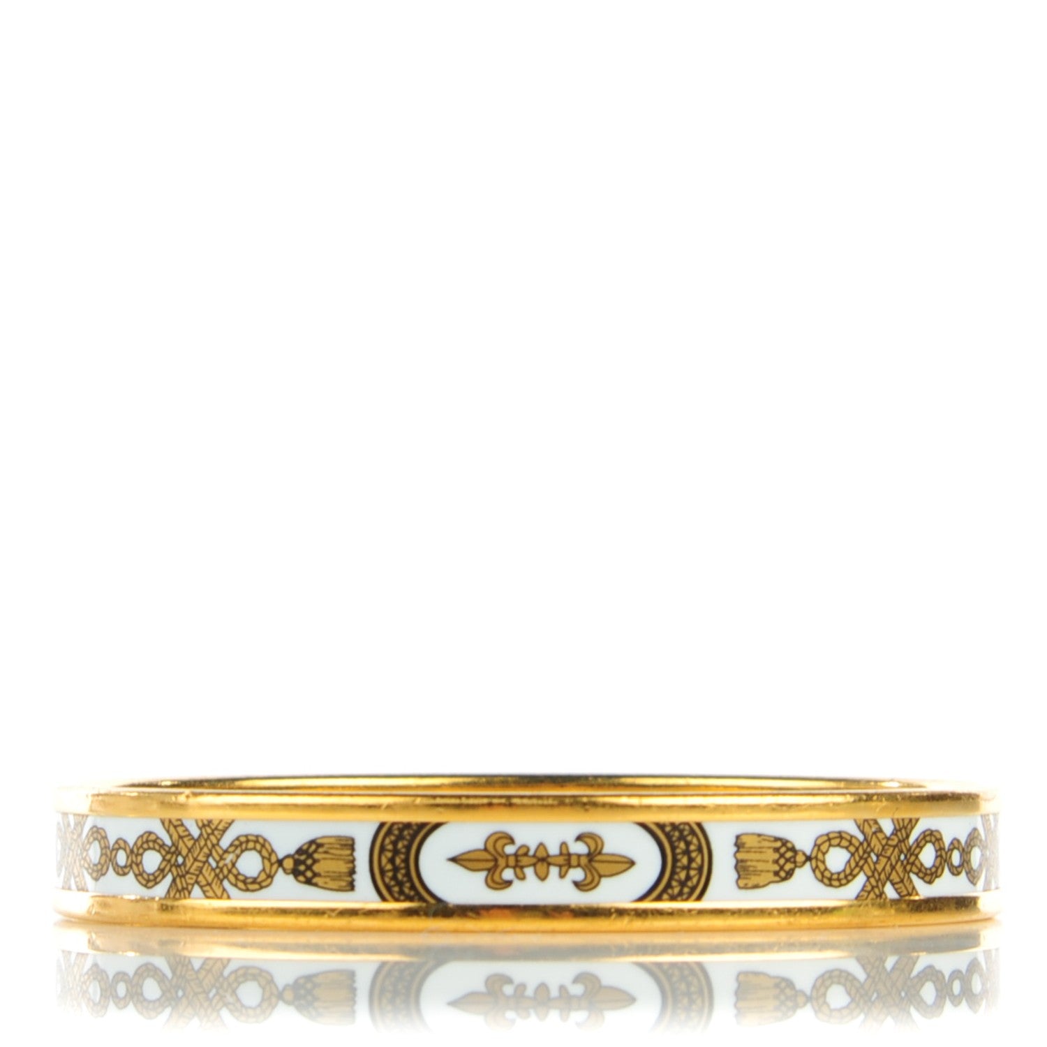 Hermes Enamel Printed Narrow Grand Apparat Bracelet 65 Blanc 1 of 5