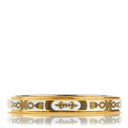 Hermes Enamel Printed Narrow Grand Apparat Bracelet 65 Blanc 1 of 5