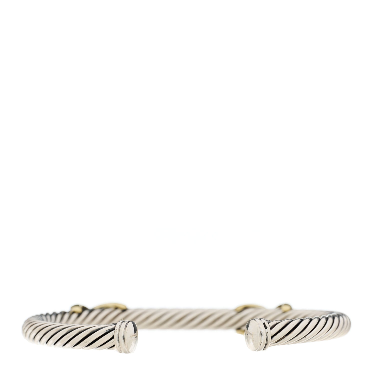 David Yurman Sterling Silver 14K Yellow Gold 5mm Double X Cable Bracelet 2 of 3