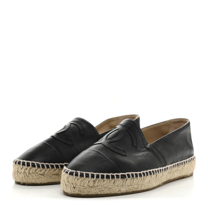 Chanel Lambskin CC Espadrilles 38 Black 4 of 10