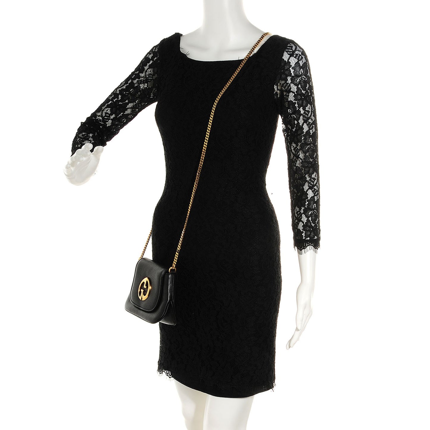 Pebbled Calfskin Small 1973 Chain Shoulder Bag Black