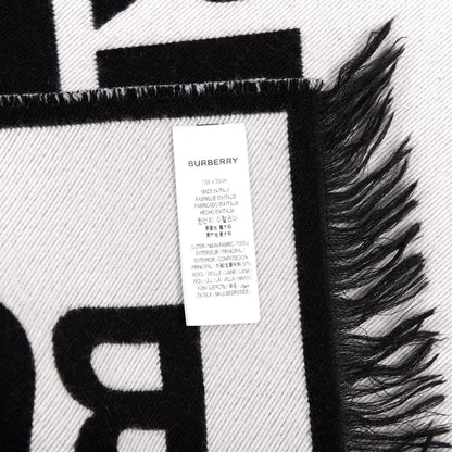Burberry Silk Wool Contrast Logo Striped Scarf Red Beige 4 of 4