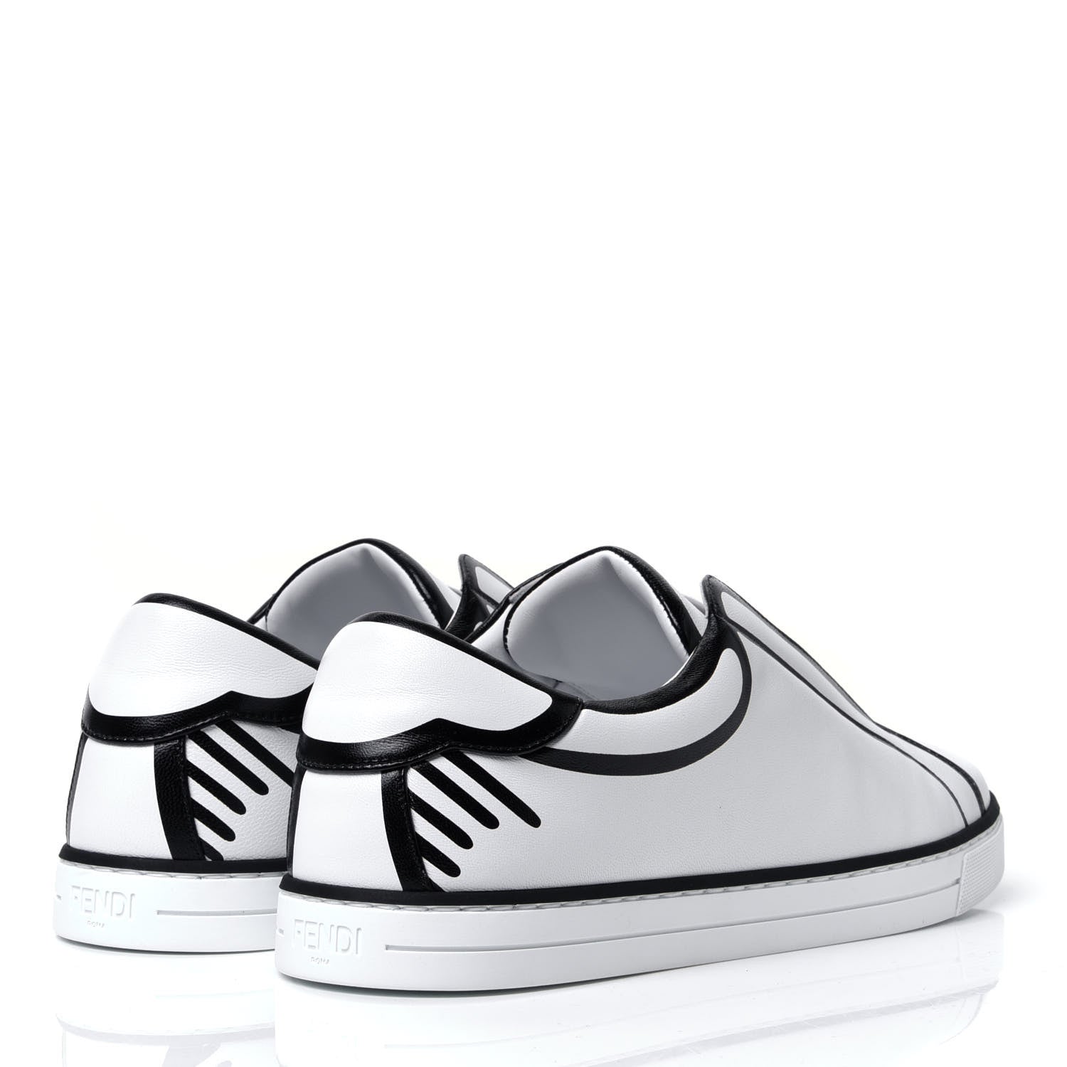 Fendi X JOSHUA VIDES Nappa Rockoclick Slip On Sneakers 38.5 Snow White Black 3 of 11