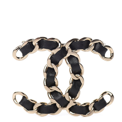 Chanel Lambskin Chain CC Brooch Black Gold 1 of 5