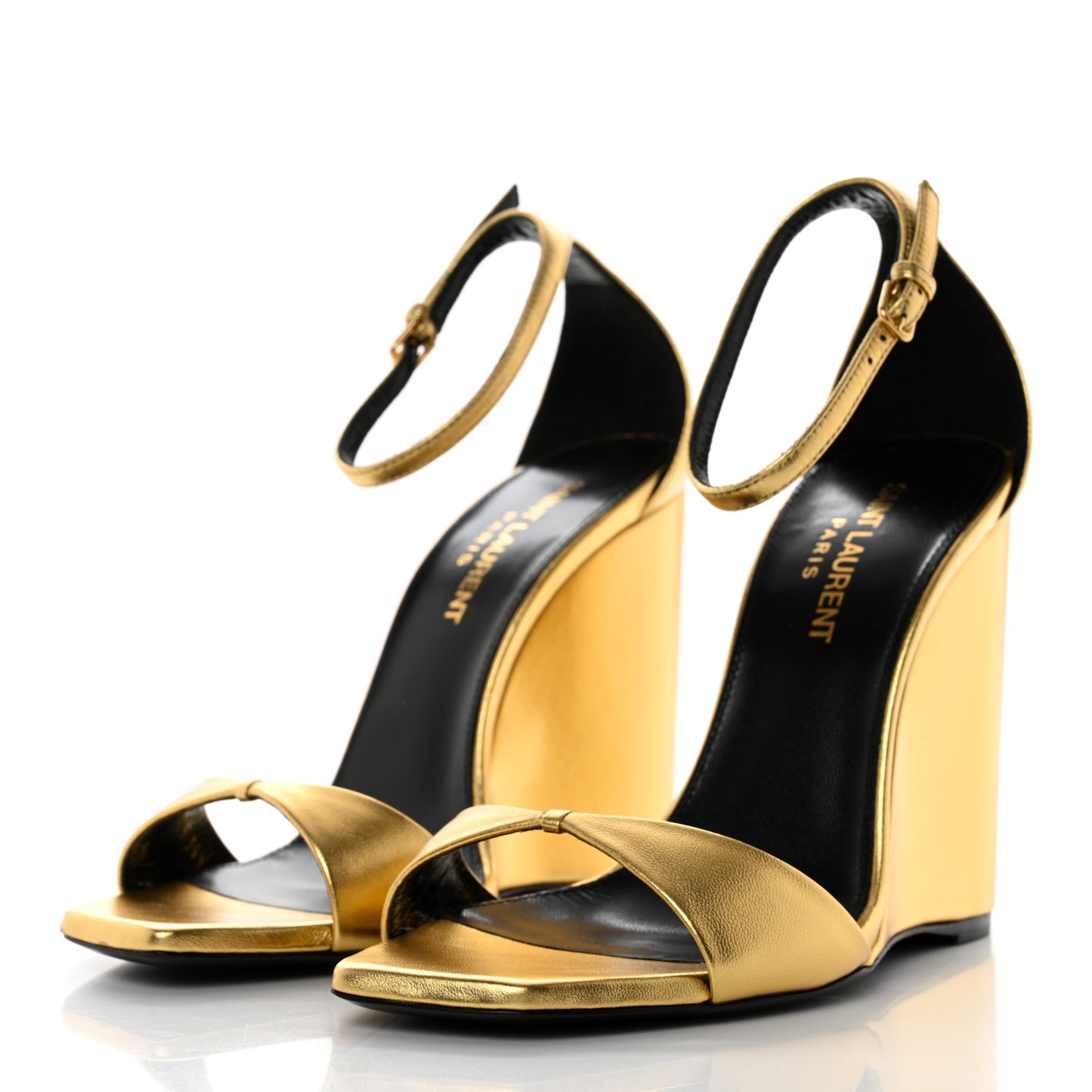 Calfskin Dare 105 Open Toe Platform Sandals 36.5 Gold