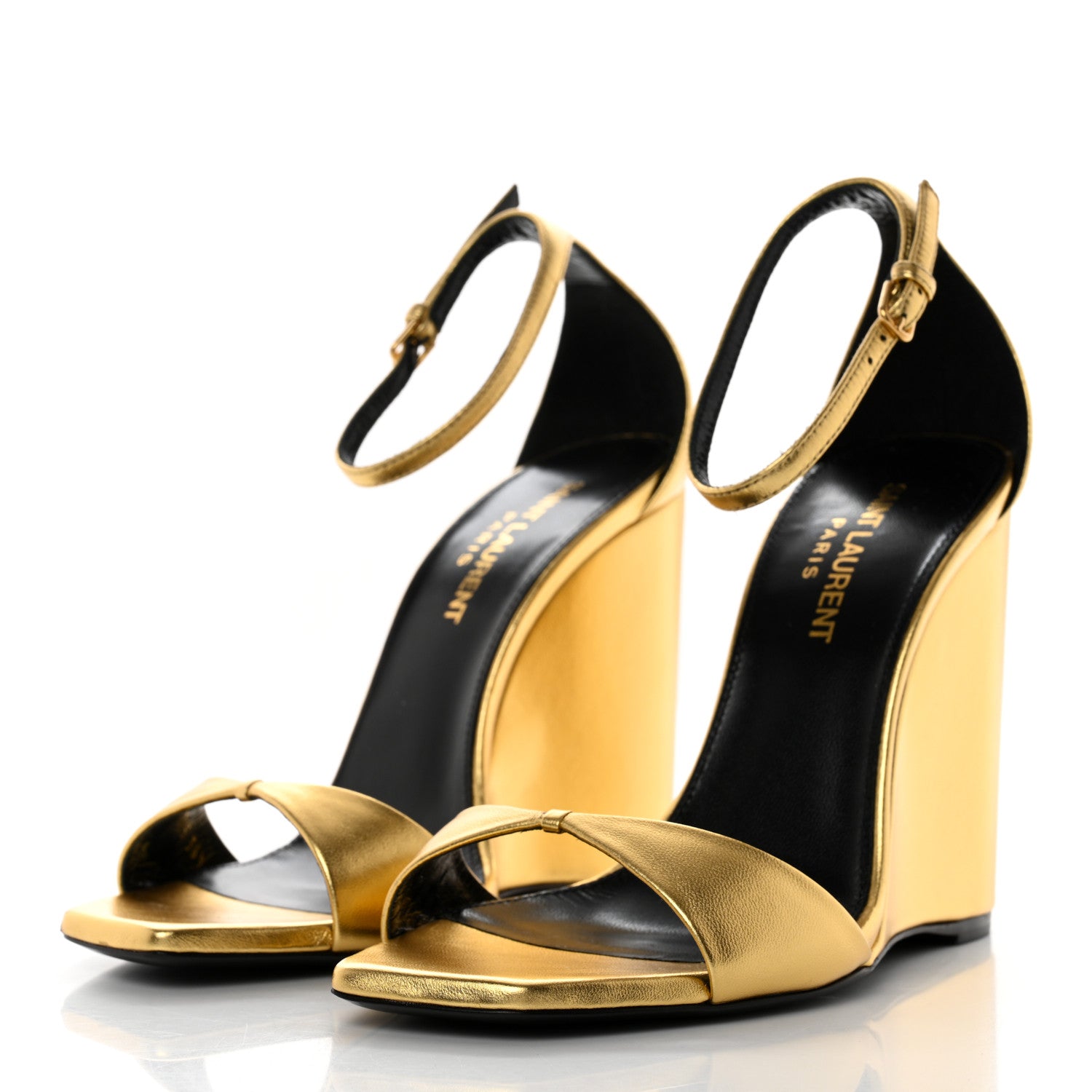 Saint Laurent Calfskin Dare 105 Open Toe Platform Sandals 36.5 Gold 3 of 9