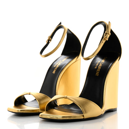 Saint Laurent Calfskin Dare 105 Open Toe Platform Sandals 36.5 Gold 3 of 9