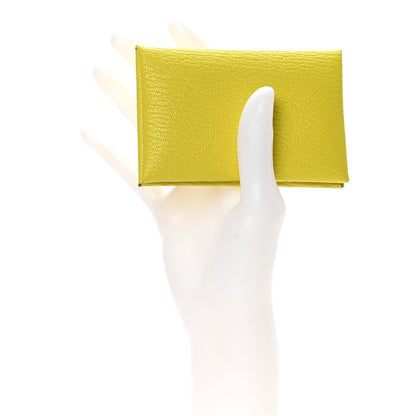 Hermes Chevre Mysore Calvi Card Case Lime 2 of 6
