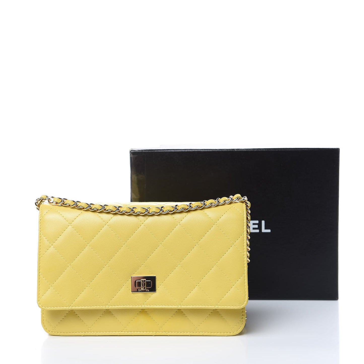 Lambskin Quilted Reissue Wallet On Chain WOC Yellow