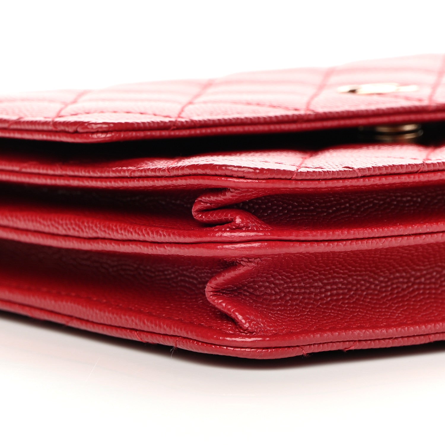 Chanel Caviar Quilted Square Wallet On Chain WOC Red 10 of 11