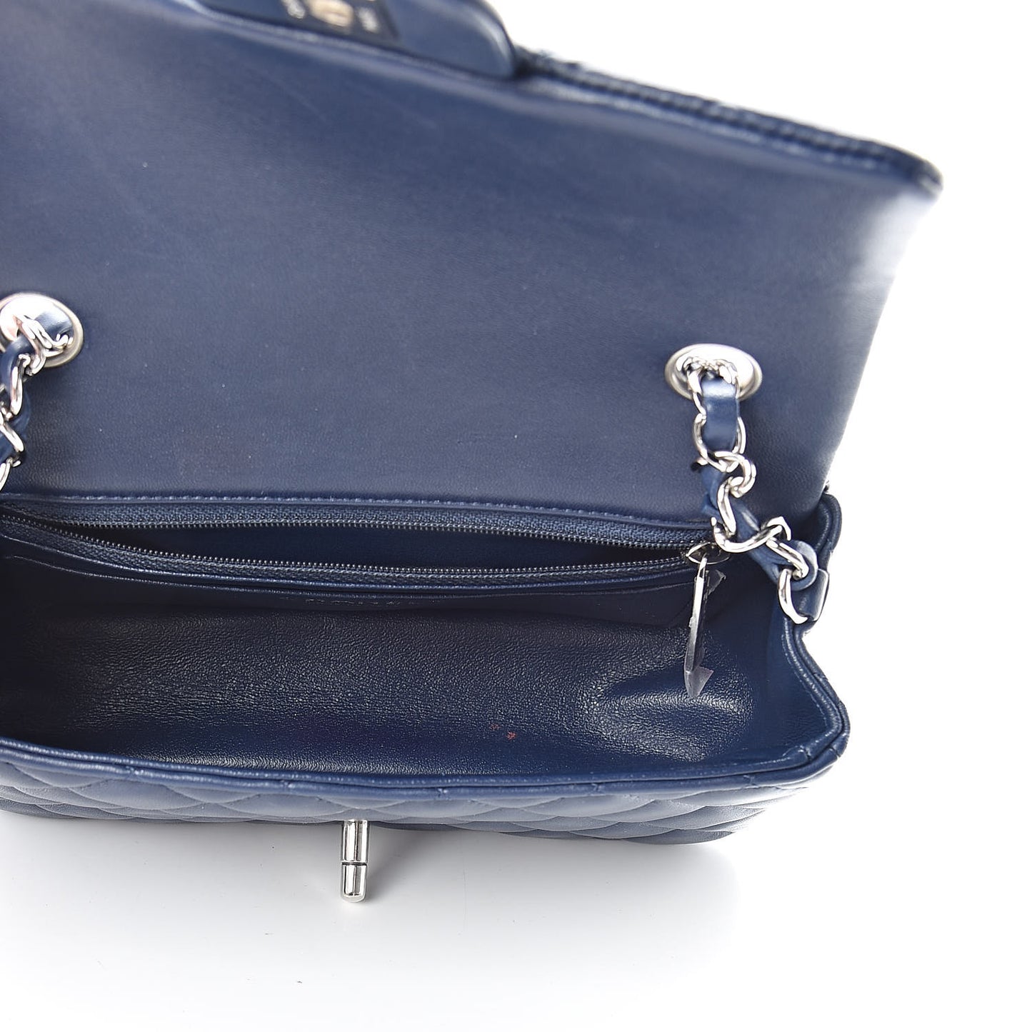 Lambskin Quilted Mini Rectangular Flap Dark Blue