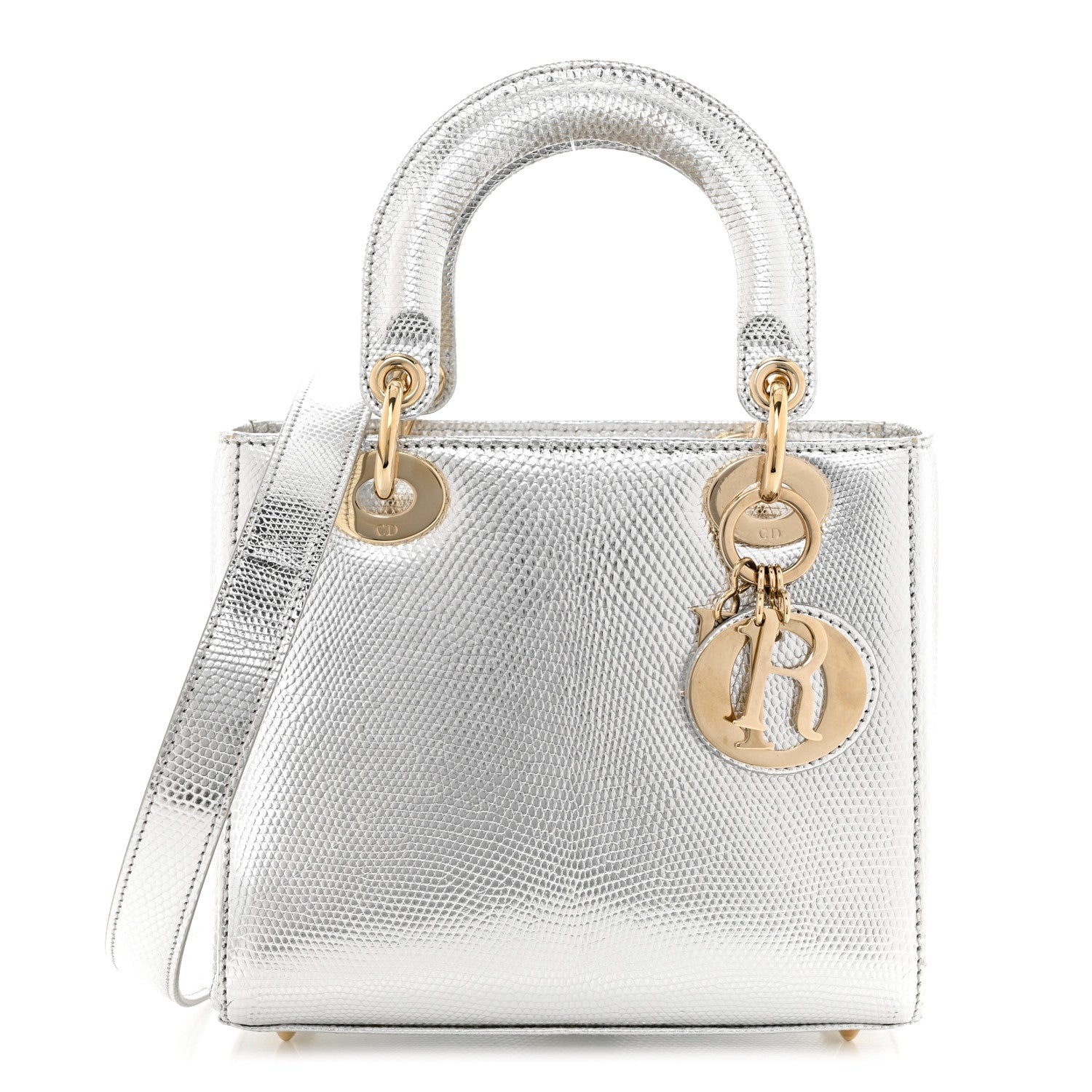 Christian Dior Metallic Lizard Mini Lady Dior Silver 1 of 10