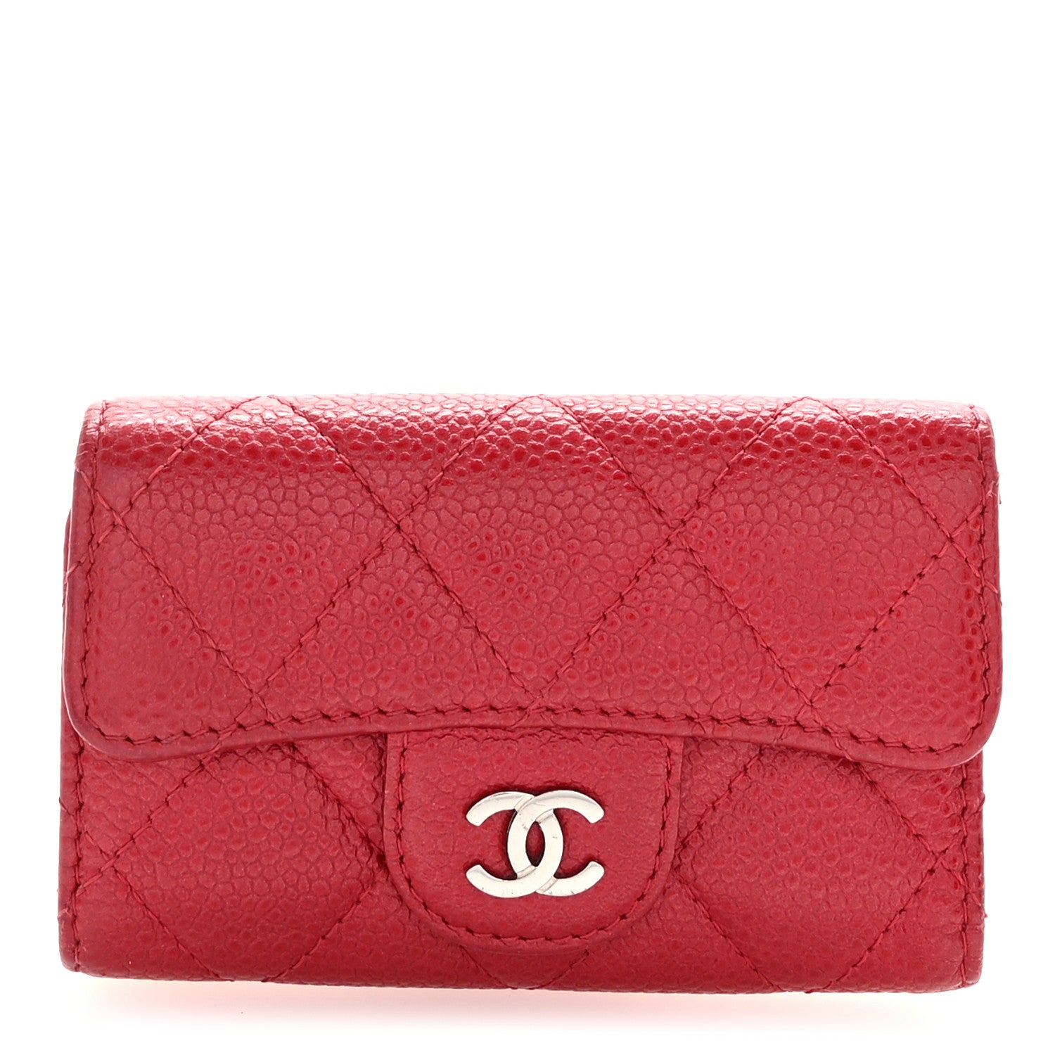 Chanel Metallic Caviar Quilted 6 Key Holder Dark Pink 1 of 9