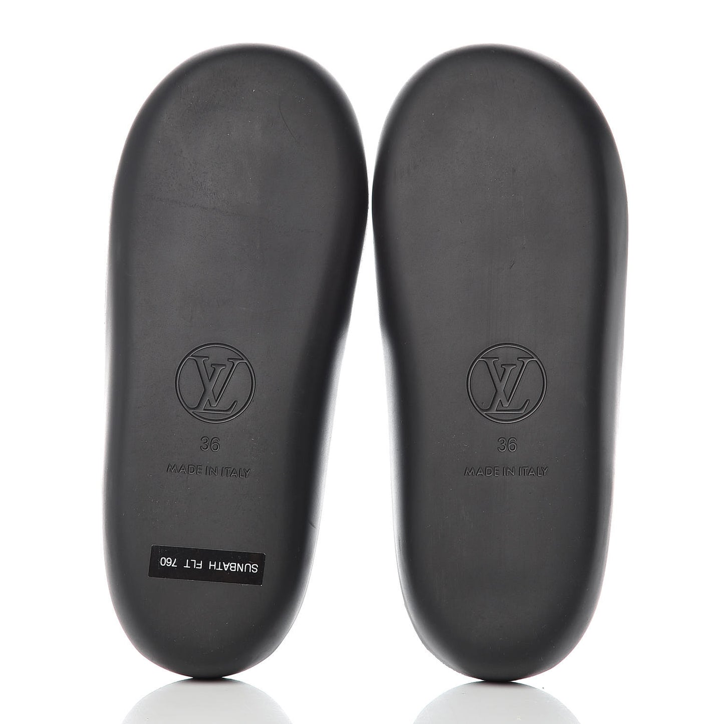 Calfskin Logo Sunbath Slide Sandals 36 Black