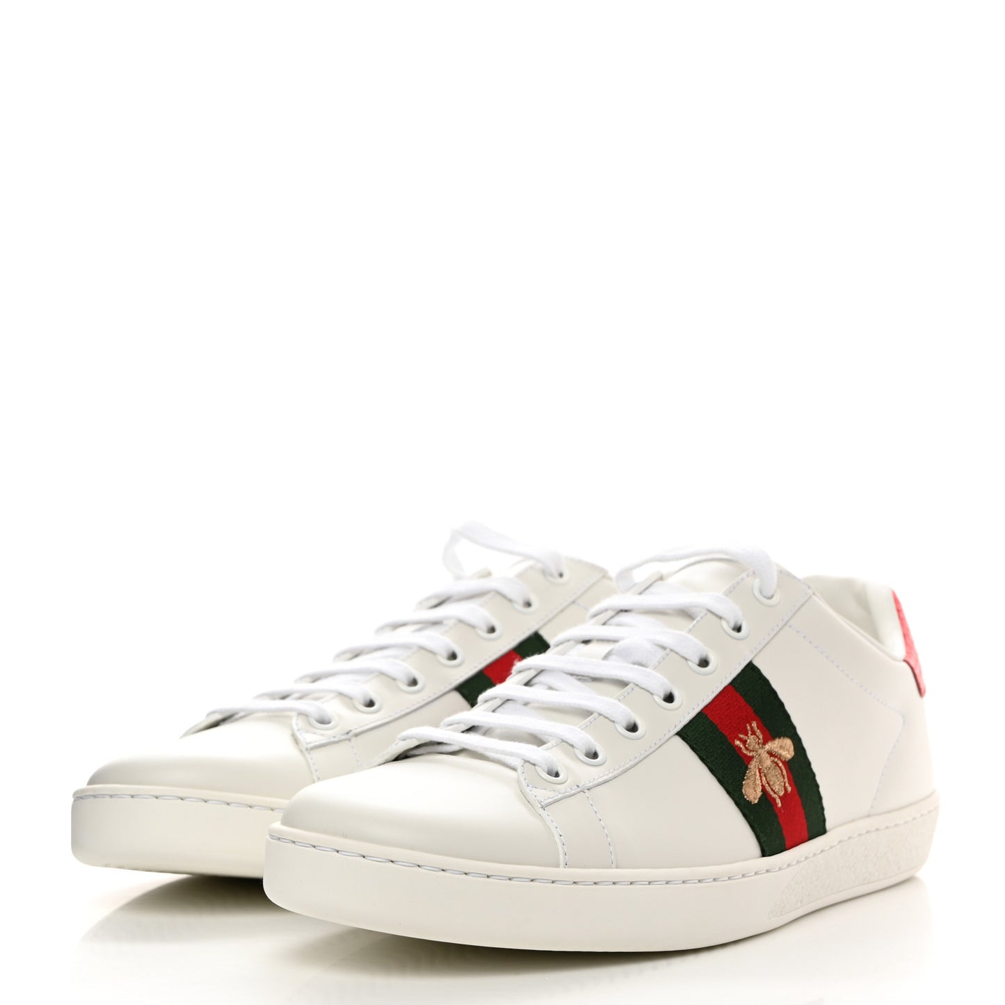 Calfskin Ayers Bee Embroidered Womens Ace Sneakers 41 White Green