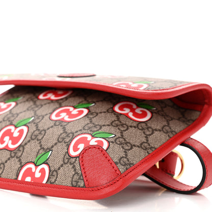 Gucci GG Supreme Monogram Apple Interlocking G Belt Bag Beige Multicolor Lobster Red 10 of 11