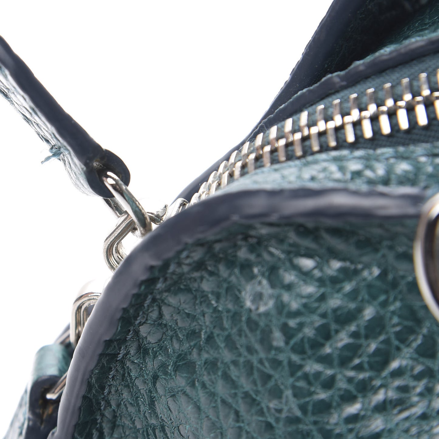 Pebbled Lambskin Inside Out Rockie Dark Mosaic Teal Silver Hardware