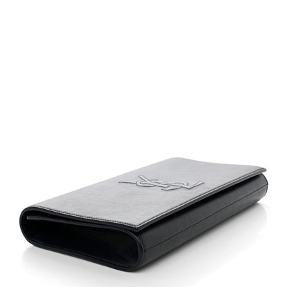 Saint Laurent Calfskin Monogram Large Belle De Jour Clutch Navy 4 of 7