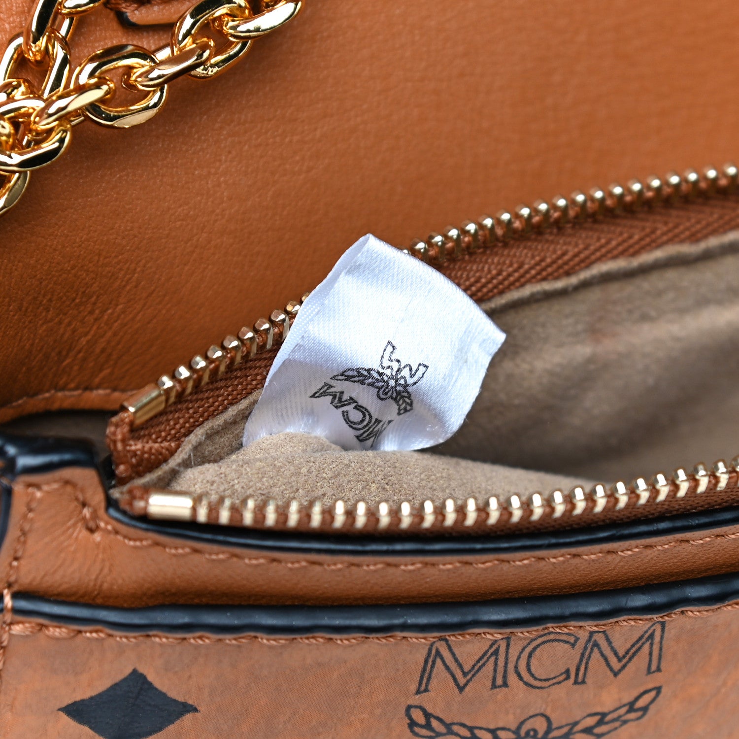 MCM Visetos Small Millie Crossbody Bag Cognac 6 of 19