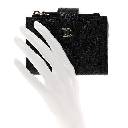 Chanel Caviar Quilted Compact Zipped Pocket Wallet Black 2 of 7