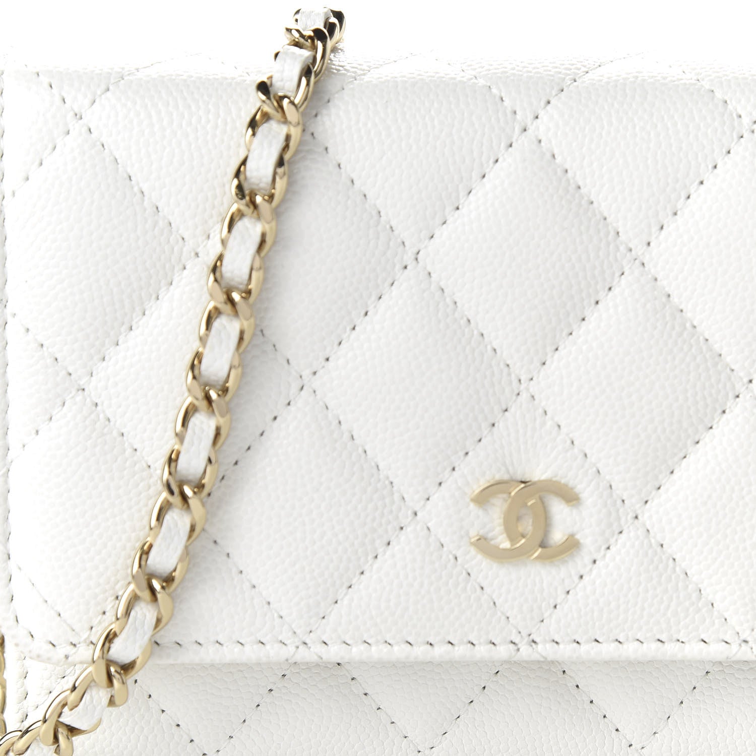 Chanel Caviar Quilted Mini Wallet On Chain WOC White 10 of 11