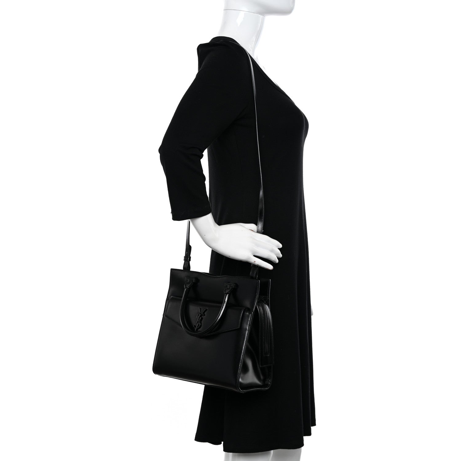 Saint Laurent Shiny Calfskin Small Uptown Tote Black 2 of 9