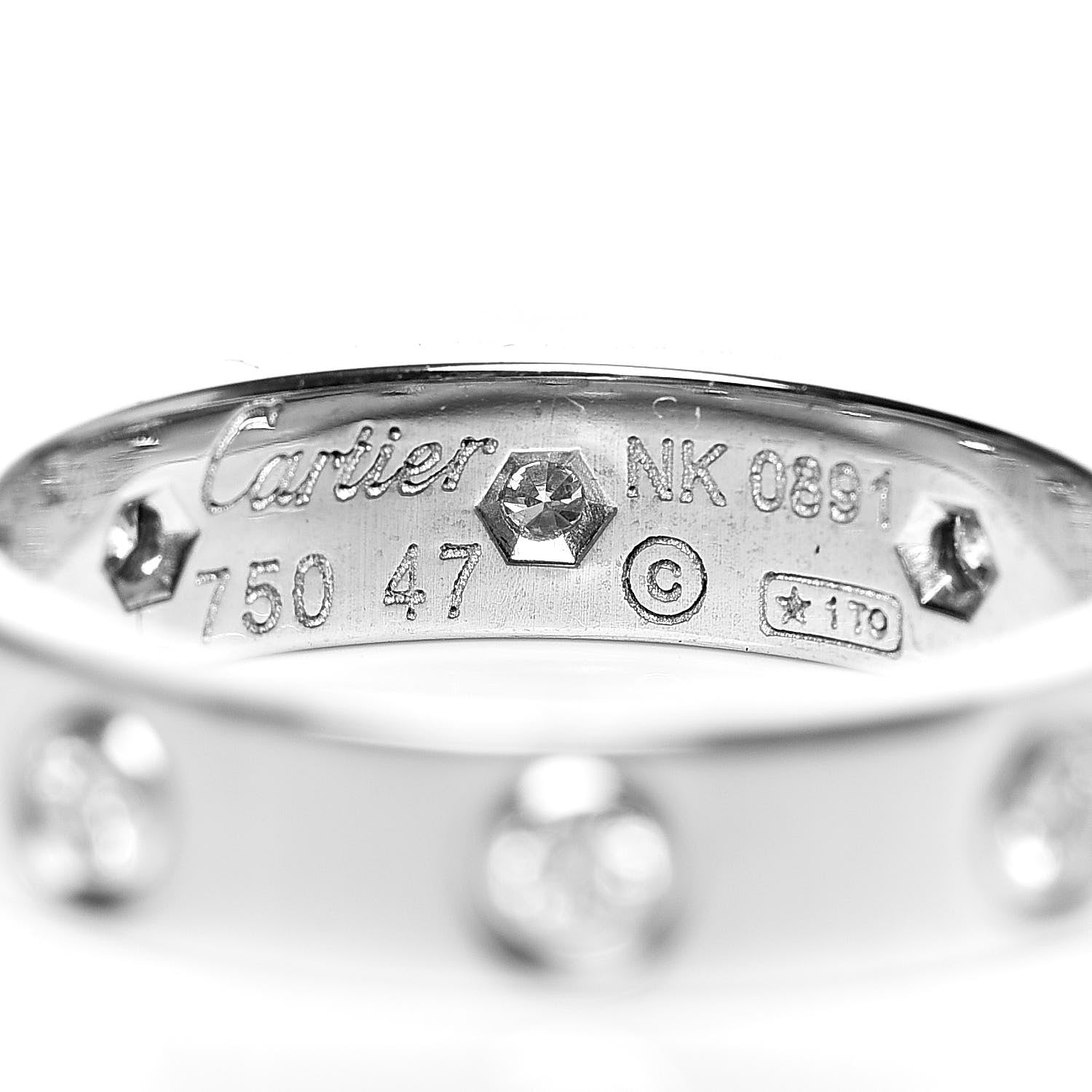 Cartier 18K White Gold 8 Diamond 4mm Wedding Band LOVE Ring 47 4 4 of 4