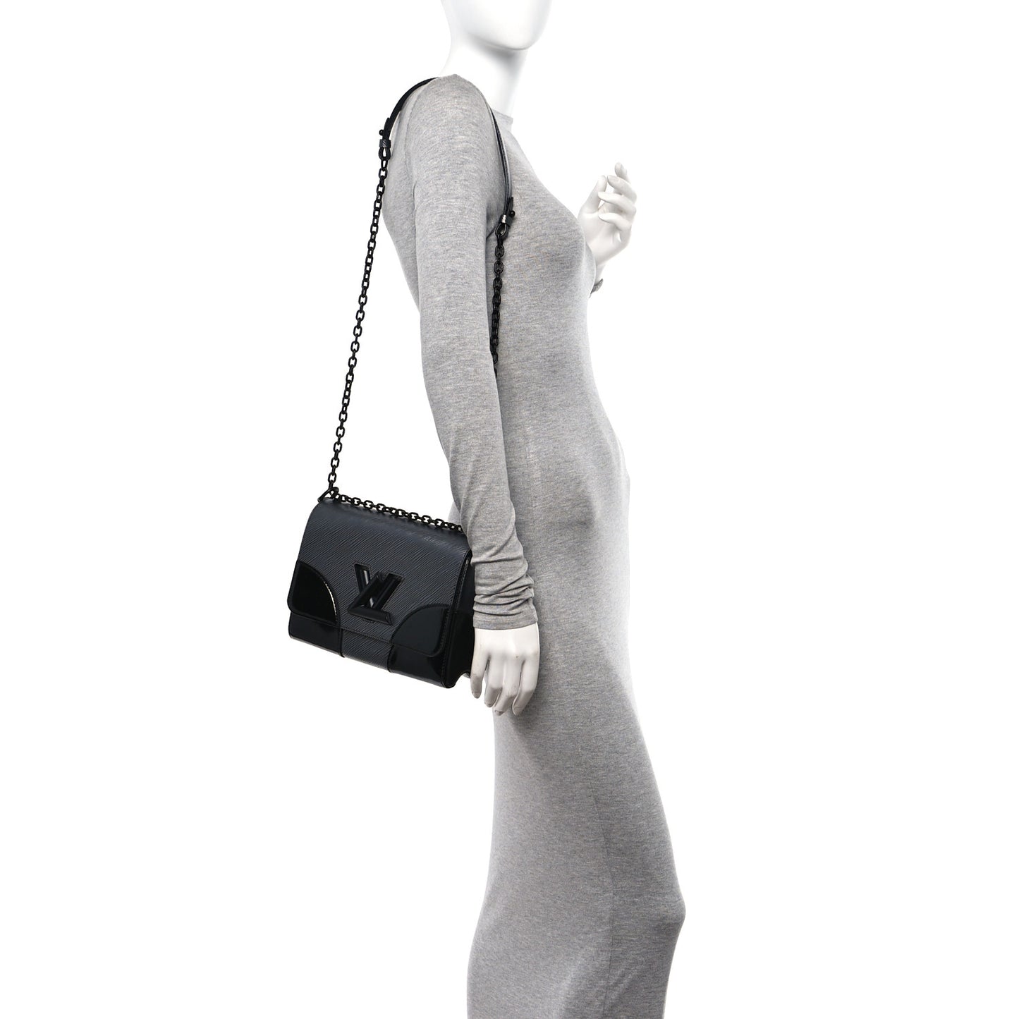 Epi Patent Twist Shoulder Bag MM Anthracite Nacre
