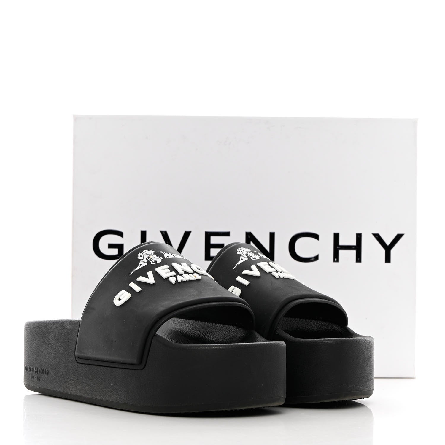 Givenchy Rubber Logo 101 Dalmatians Print Platform Slides 39 Black 12 of 12