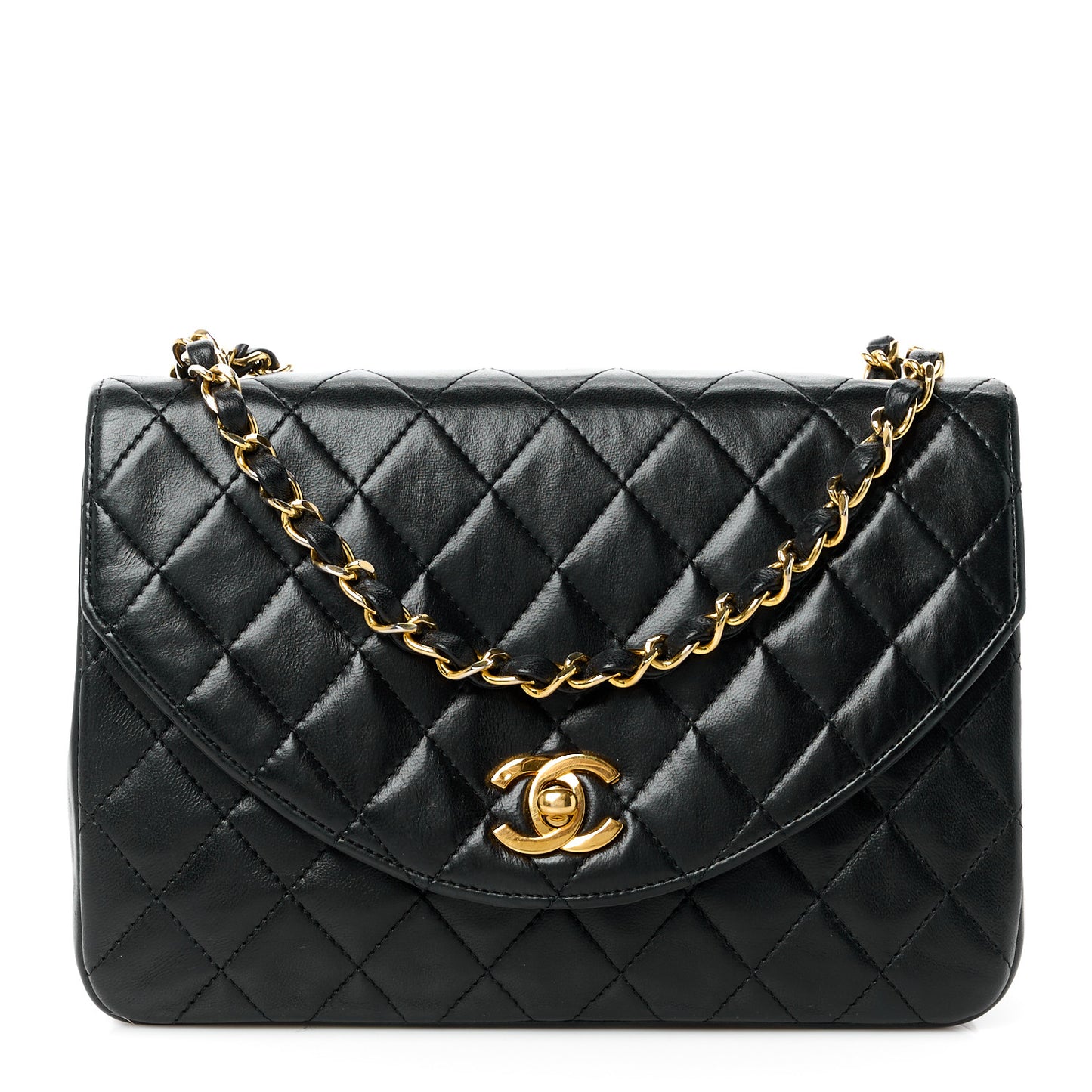 Lambskin Quilted Small Single Flap Black