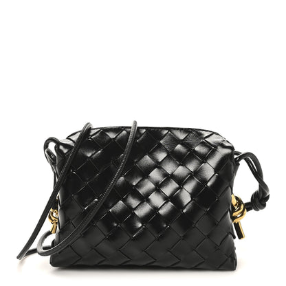 Bottega Veneta Polished Nappa Intrecciato Metallic Knot Mini Loop Camera Bag Black 1 of 9