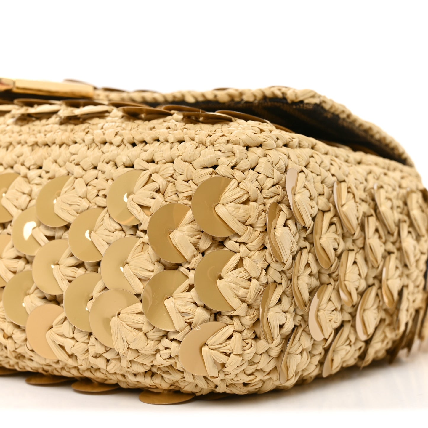 Sequin Macrame Baguette Beige Gold