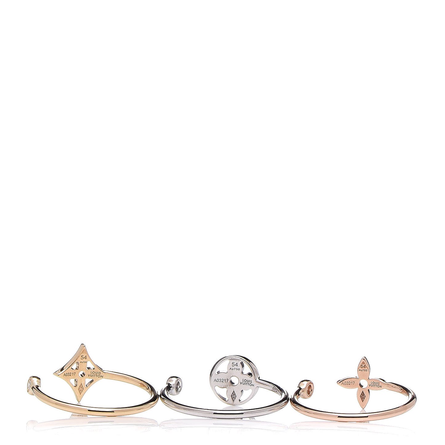 18K Yellow White Pink Gold Diamond Idylle Blossom Ring 3 Set 54 7