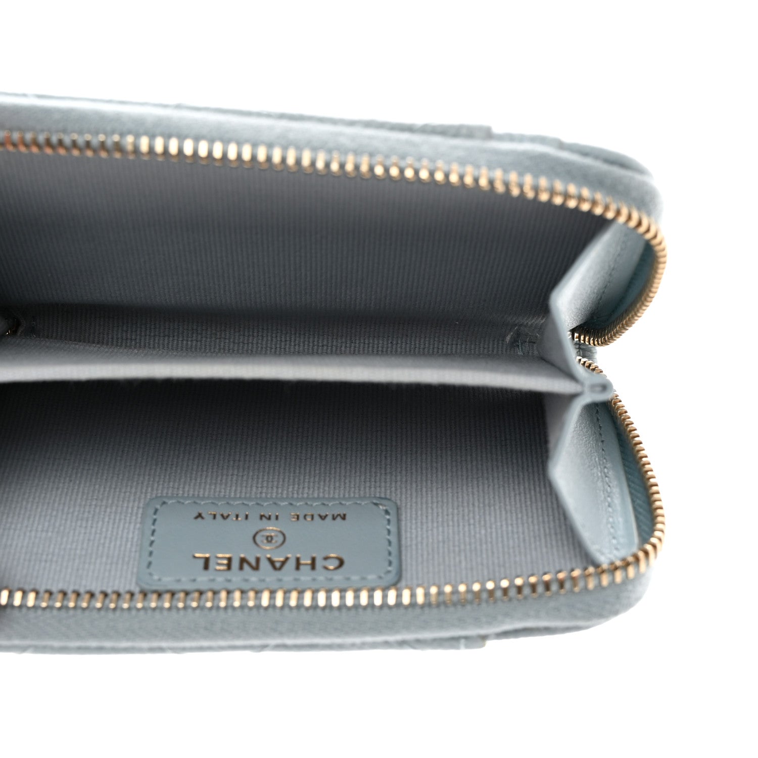 Chanel Caviar Quilted Zip Card Holder Light Blue 5 of 8