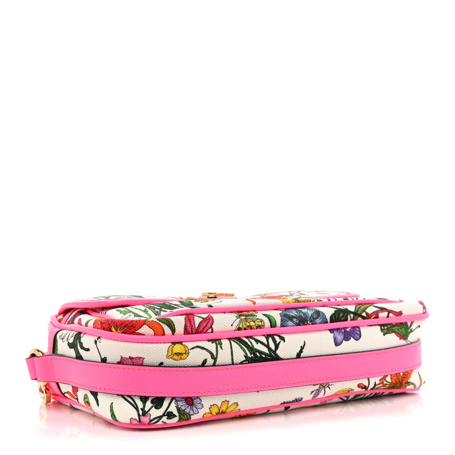 Canvas Flora Floral Shoulder Bag White Fuchsia Fluo