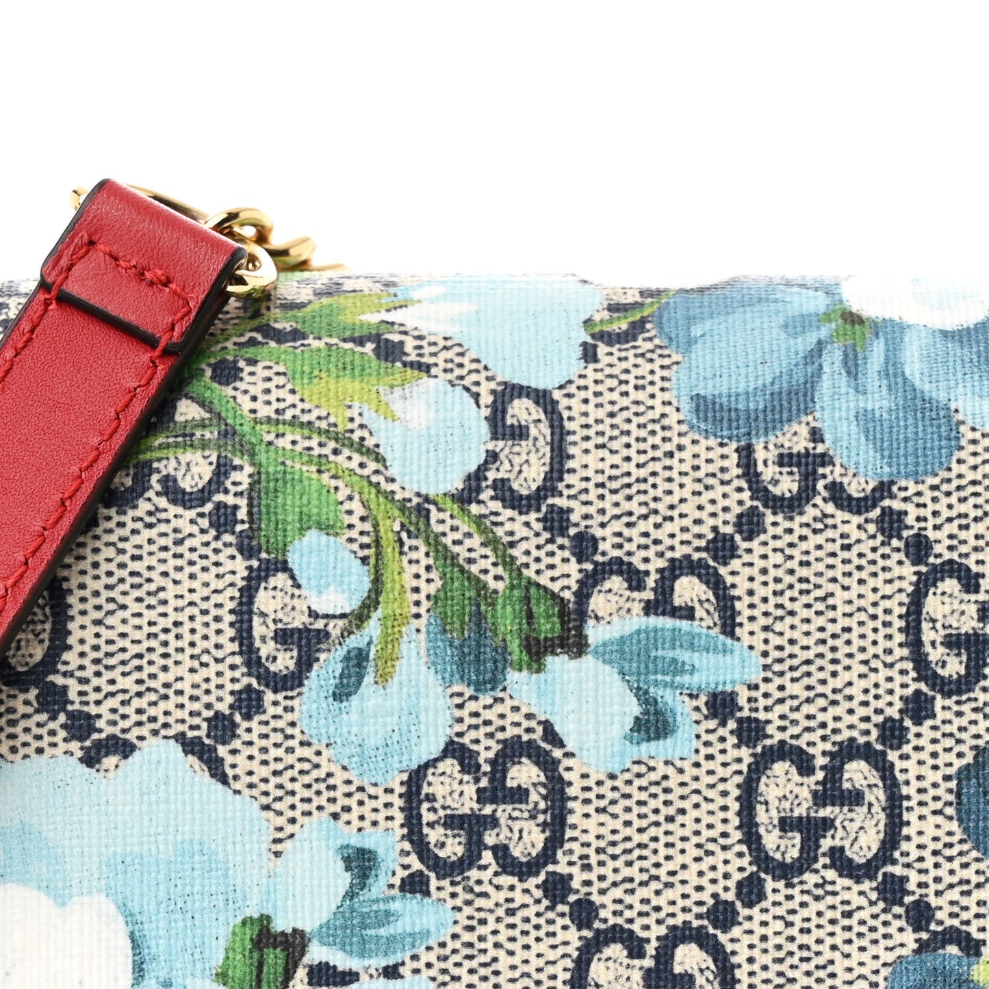 GG Supreme Monogram Blooms Chain Wallet Blue