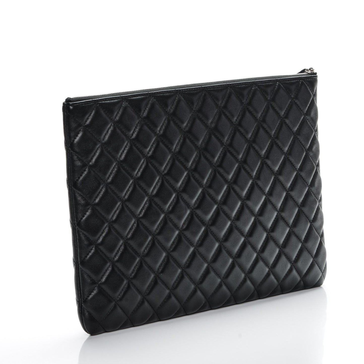 Lambskin Quilted Large Cosmetic Case Black