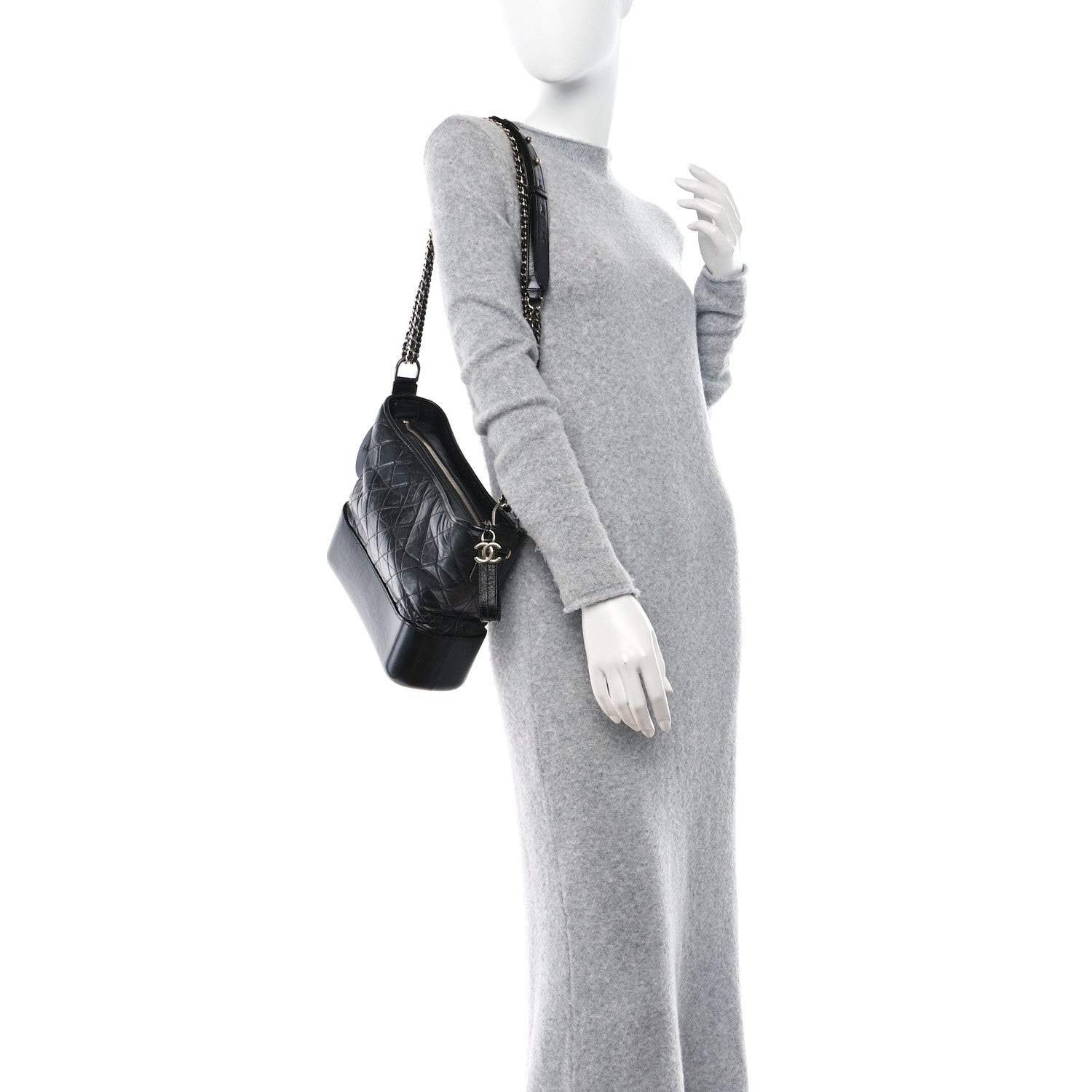 Chanel Aged Calfskin Quilted Medium Gabrielle Hobo Black 2 of 16