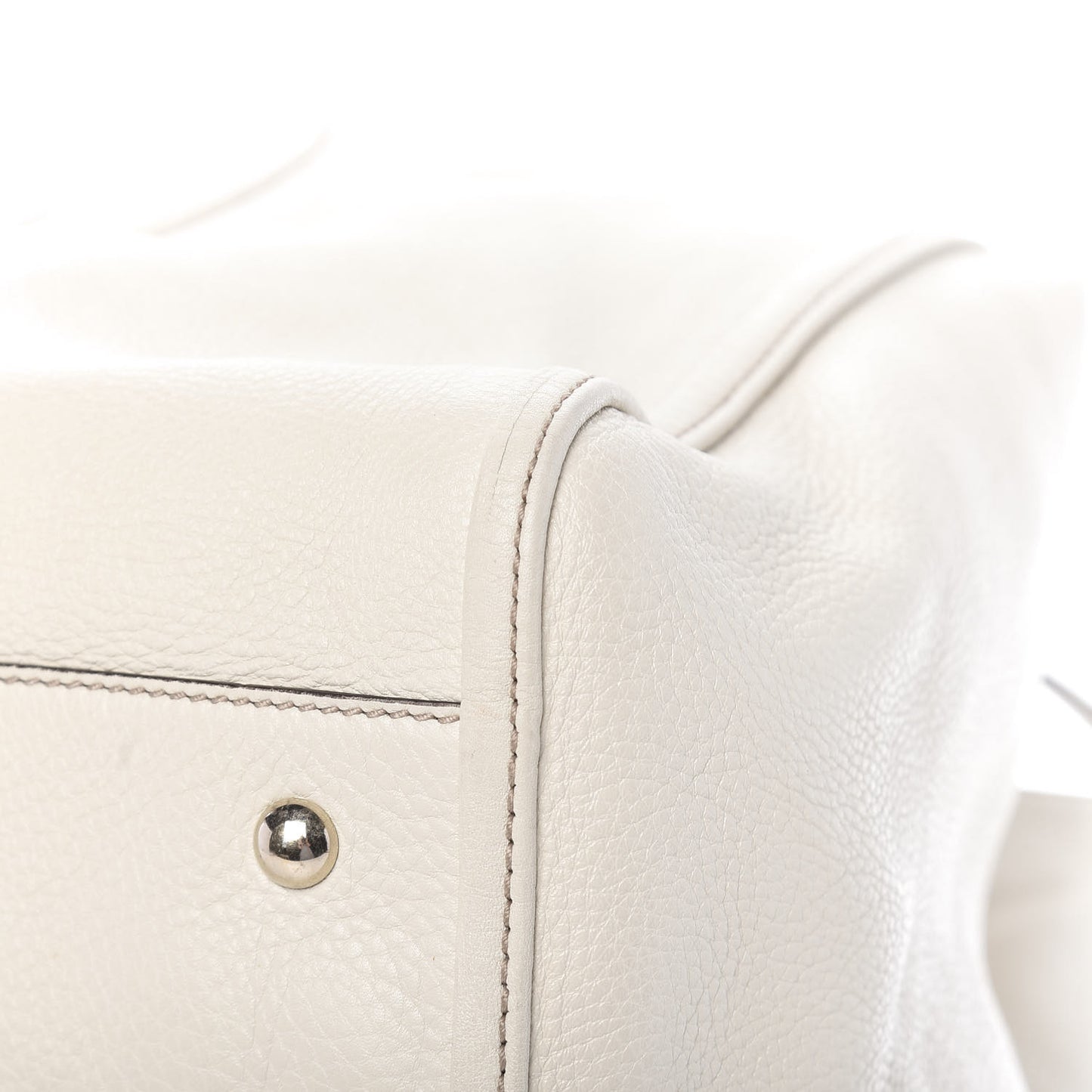 Pebbled Calfskin Large Soho Shoulder Bag Off White