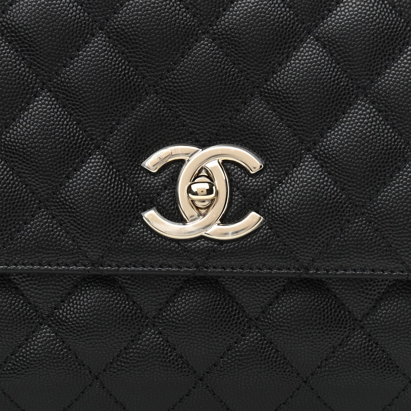 Caviar Quilted Small Coco Handle Flap Black