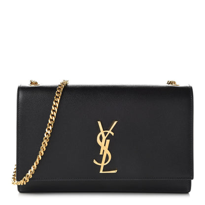 Saint Laurent Grain De Poudre Medium Classic Monogram Kate Satchel Black 1 of 9