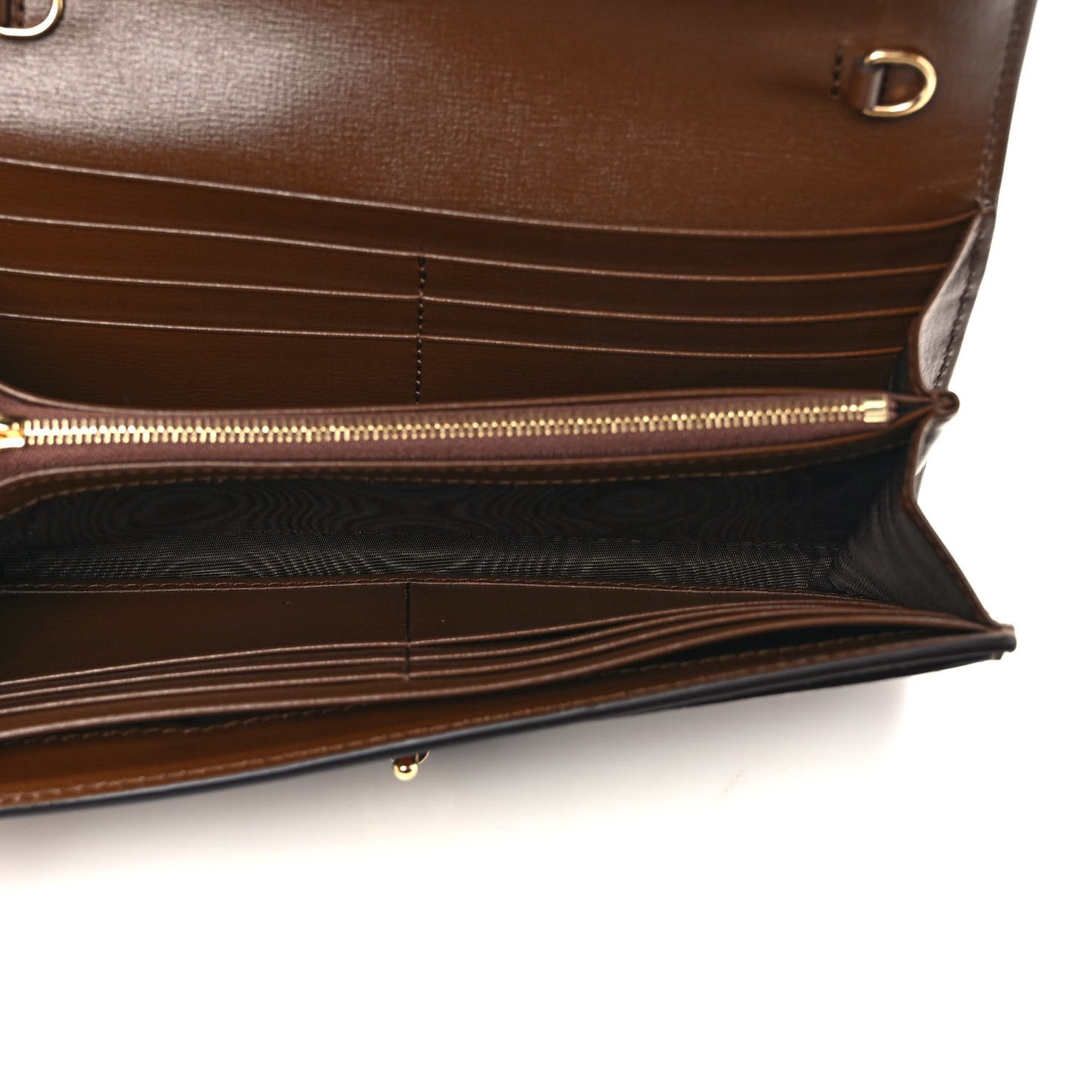 GG Supreme Monogram Azalea Calfskin Web Jackie 1961 Chain Wallet Beige Ebony Brown Sugar