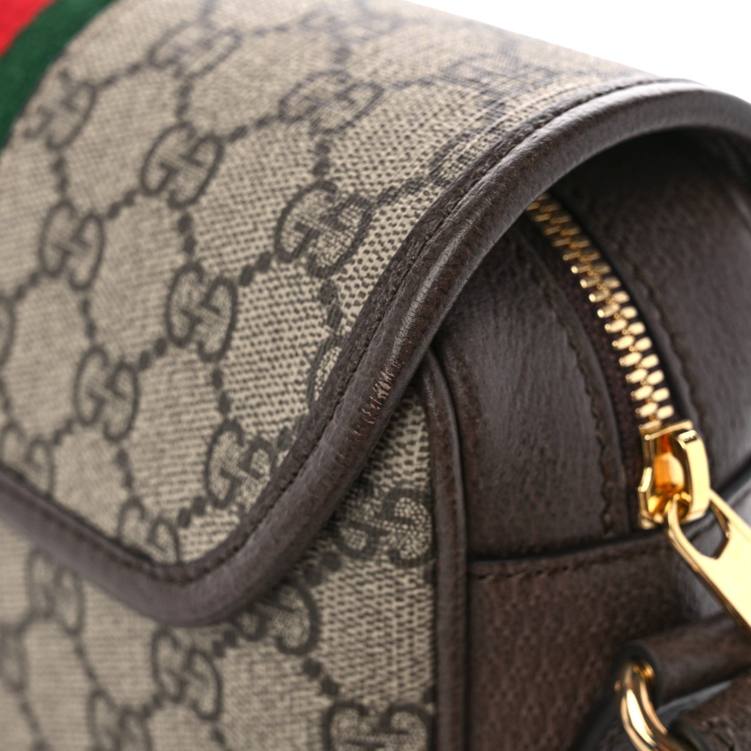 Gucci GG Supreme Monogram Textured Dollar Calfskin Web Studded Mini Ophidia Flap Shoulder Bag Beige Ebony New Acero 11 of 11