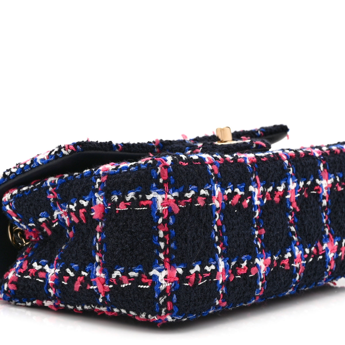 Tweed Quilted Mini Rectangular Flap Navy Red Blue White