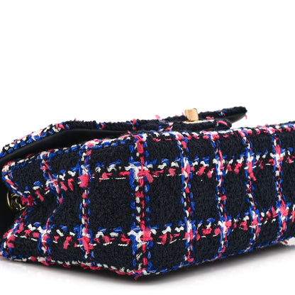 Chanel Tweed Quilted Mini Rectangular Flap Navy Red Blue White 9 of 10