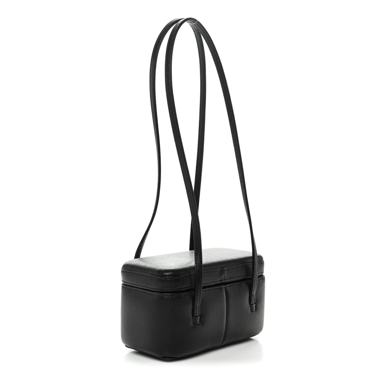 Shiny Caviar Preppy Coco Long Vanity With Strap Black