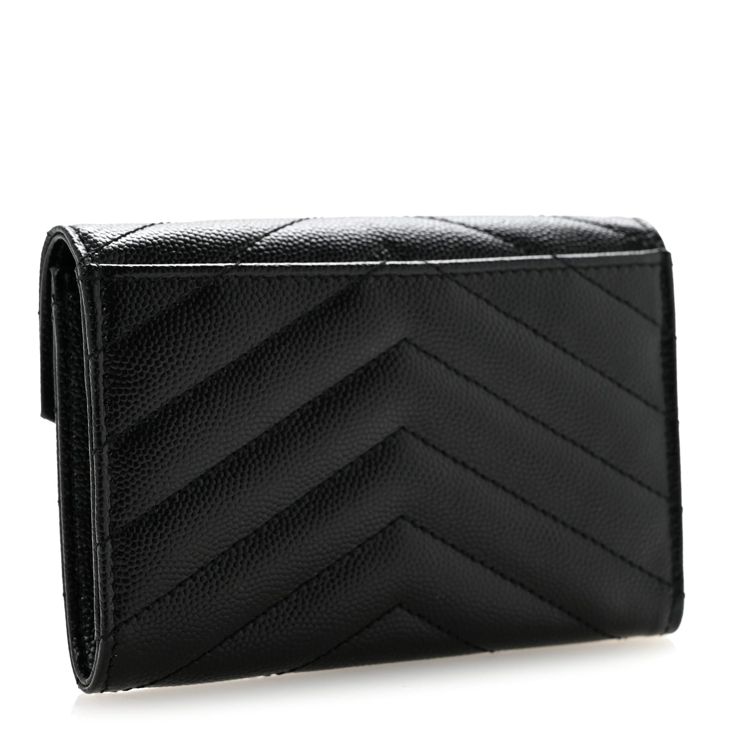Grain De Poudre Matelasse Chevron Small Monogram Envelope Wallet Black