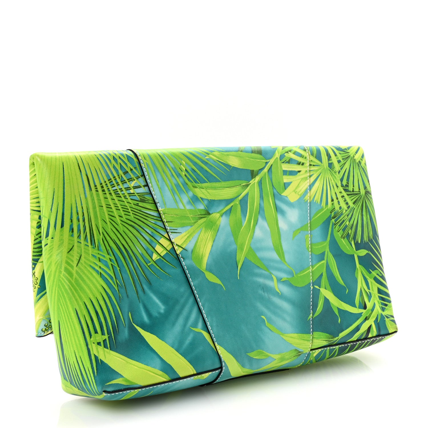 Versace Calfskin Jungle Print Clutch Verde Multicolor 3 of 6